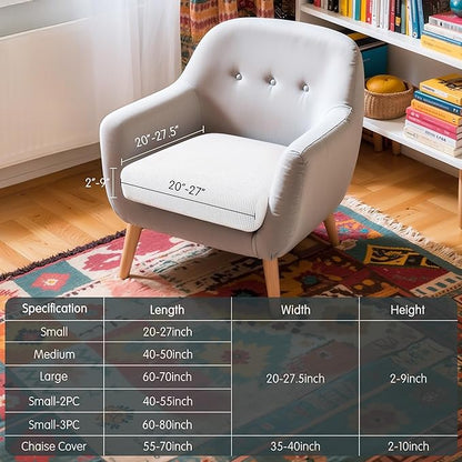 Hokway Couch Cushion Covers Stretch Cushion Covers Sofa Seat Cushion Slipcover Cushion Protector(White, Small)