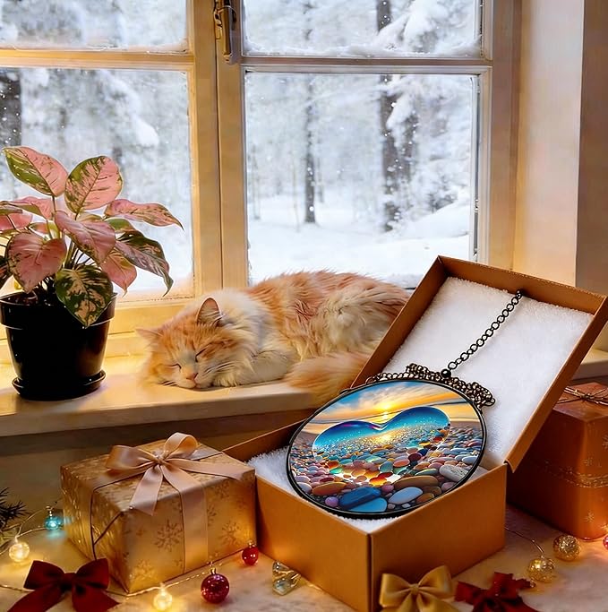 Stained Glass Window Hanging, Gifts Sun Catcher, Sun Catchers Indoor Window, Colorful Glass Panel,Suncatcher Room Decor,Gifts for Grandma Mom Wife,Aunt Birthday Gifts for Women 7.8in