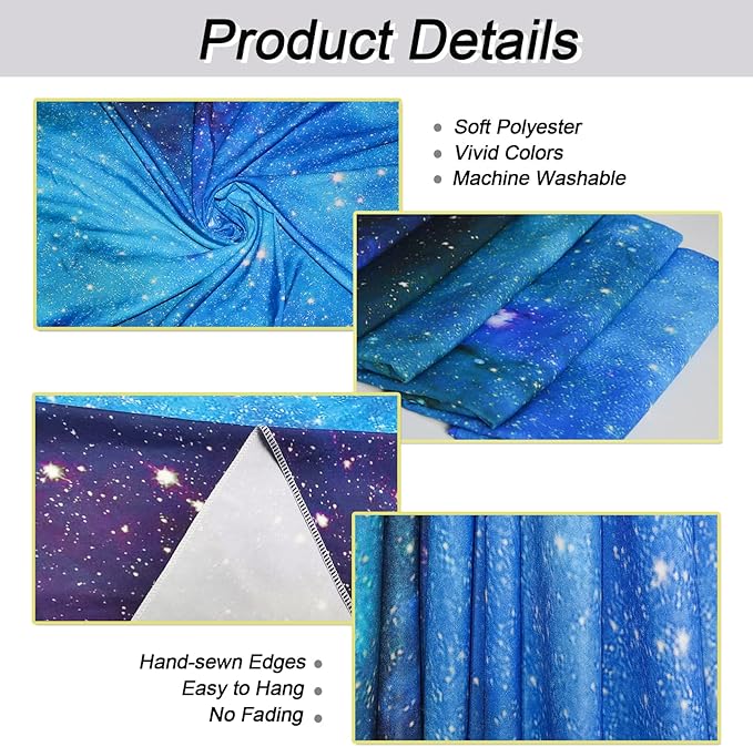 Lahasbja Galaxy Tapestry Blue Starry Sky Universe Space Tapestries Wall Hanging Mysterious Nebula Stars Backdrop for Living Room Dorm