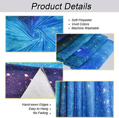 Lahasbja Galaxy Tapestry Blue Starry Sky Tapestries Universe Space Wall Hanging Tapestries Mysterious Nebula Stars Backdrop for Living Room Dorm (Blue Galaxy, S/39.4" × 52.4")