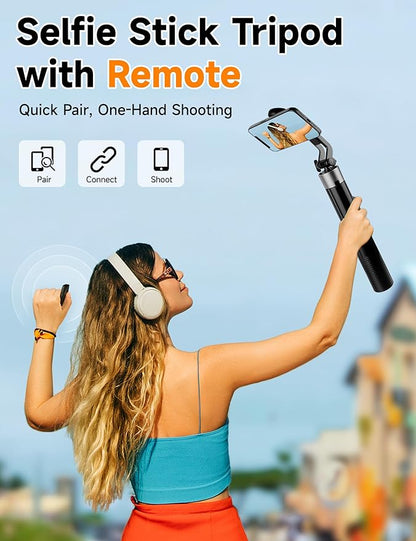 70" Magnetic Phone Tripod, Selfie Stick Tripod for iPhone Magsafe with Rechargeable Remote & 2 in 1 Magnetic Holder, Portable Cellphone Stand for Recording Travel, Compatible with iPhone and Android