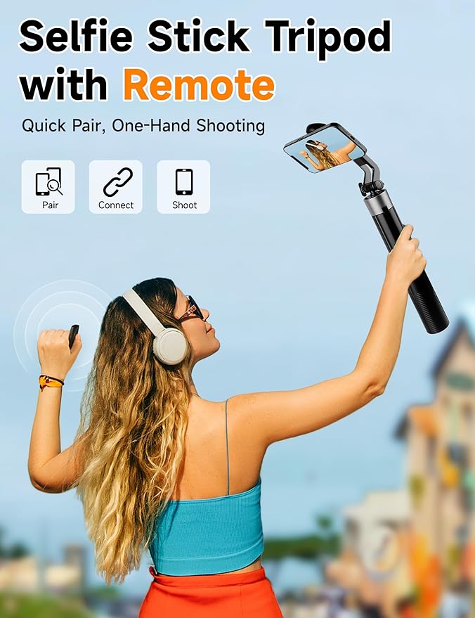 Magnetic Tripod for iPhone, 69" Phone Tripod Selfie Stick with Stake, Remote & 2 in 1 Phone Holder, Extendable Cell Phone Stand for Golf Recording Travel, Compatible with iPhone and Android Cellphone