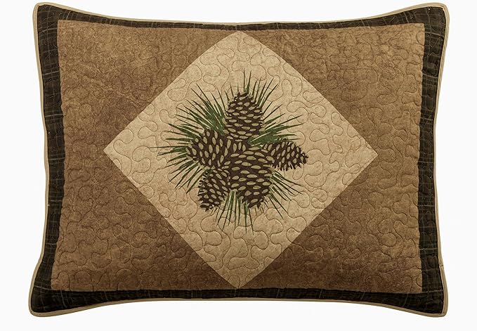 Donna Sharp Twin Polyester Bedding Set - 2 Piece - Antique Pine Lodge Quilt Set with Twin Quilt and Standard Pillow Sham - Machine Washable