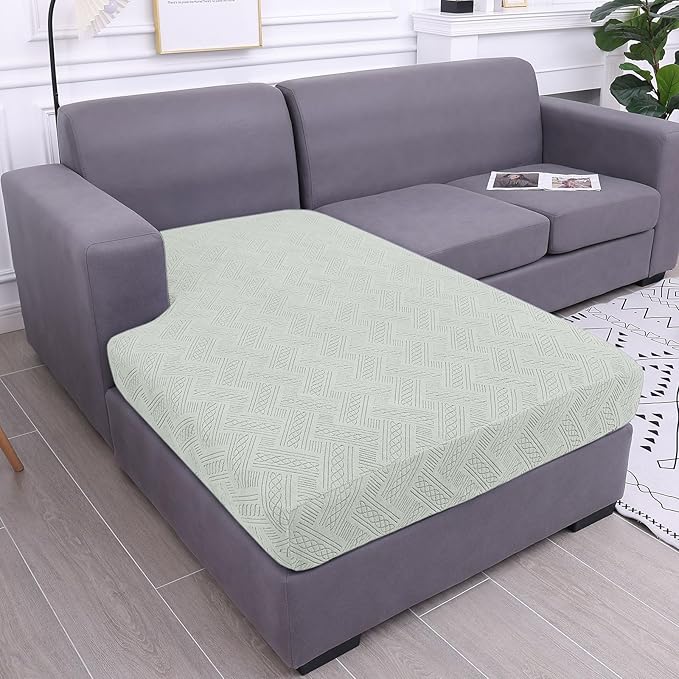 hyha Couch Cushion Covers, Stretch Sofa Seat Cushion Slipcover, Sectional Couch Covers L Shape with Elastic Bottom for Sectional Sofa(Chaise, Light Grey)