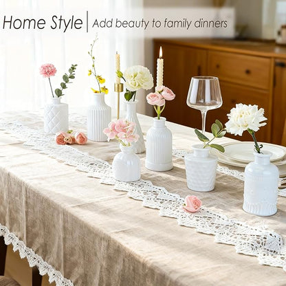 White Glass Bud Vases Set of 12, Mini Flower Vase for Centerpieces, Small Vases in Bulk for Wedding Decoration, Vintage Vase for Baby Shower Centerpieces, Home Décor