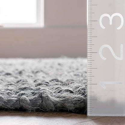 Nuloom Daniela Grey, 2'6" x 8', Handmade, Jute, Tassel, Soft and Textured, High Traffic, Stain Resistant, Easy Clean, Durable Runner for Bedroom, Living Room, Dining Space, Foyer, Entryway