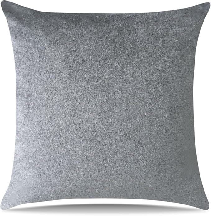 Artscope Luxury Velvet Pillow Covers Decorative Square Pillowcases Soft Solid Cushion Cases for Couch Sofa Bedroom Home Decor 18x18 Inch Graphite Grey