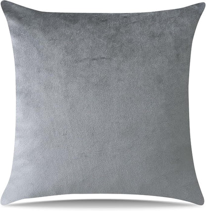 Artscope Luxury Velvet Pillow Covers Decorative Square Pillowcases Soft Solid Cushion Cases for Couch Sofa Bedroom Home Decor 24x24 Inch Graphite Grey
