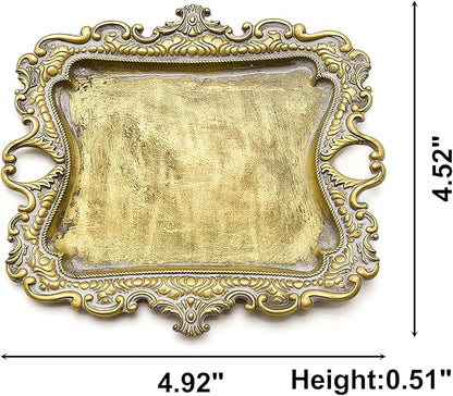 Small Antique Tray Jewelry Ring Dish, French Decor Gold Vintage Trinket Jewelry Holder, Antique Home Decor Display Trays Gifts for Women, Wedding, Birthday, Mother's Day Gifts for Women