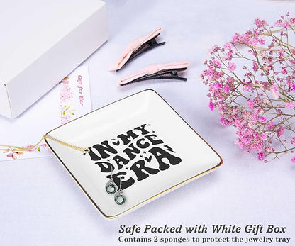 NZY Birthday Christmas Gifts for Dancer,Woman,Dancing Team Gift,Dance Coach Present,Dancer Teacher Present,Ceramic Jewelry Tray Trinket Holder Ring Dish,In My Dance Era