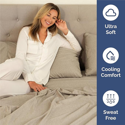King Size 4 Piece Sheet Set - Comfy Breathable & Cooling Bed Sheets Set - Hotel Luxury Bedding for Women, Men, Kids, Teens, Boys & Girls - Deep Pockets, Soft & Wrinkle Free - Beige (Heathered Sheets)