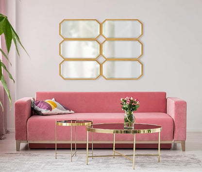 Kate and Laurel Laverty Modern Decorative Octagon Wall Mirror Set, Set of 3, Gold, Geometric Wall Accent Mirrors for Home