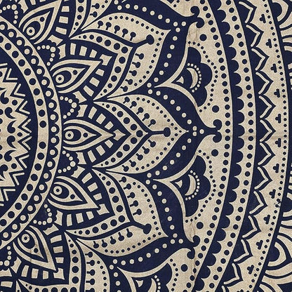 Raajsee Blue Gold Mandala Tapestry for Bedroom - Aesthetic Indie Boho Trippy Large Wall Hanging 82x92 Inches