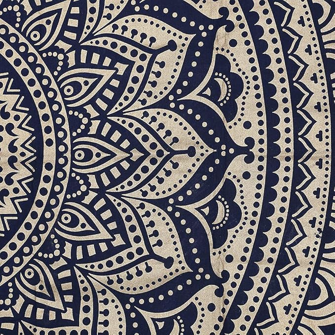raajsee Blue Gold Mandala Tapestry For Bedroom- Aesthetic Tapestries - Indie Wall Tapestrys Hippie Room Decor - Boho Tapestrys –Trippy Tapestry Wall Hanging 52x60 Inches