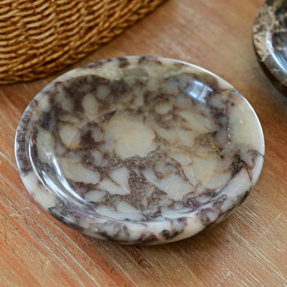 ZSHAWN Natural Marble Ring Dish Jewelry Tray – 5.5" Trinket Dish for Rings Earrings Necklace, Scratch-Resistant Vanity Organizer, Elegant Gift for Women (Calacatta Viola)