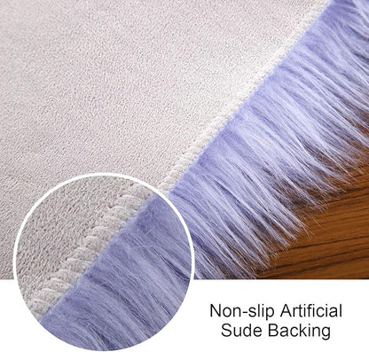 Softlife Square Faux Fur Sheepskin Chair Cover Seat Cushion Pad Super Soft Area Rugs for Living Bedroom Sofa (1.6ft x 1.6ft, Lavender) 1 pack