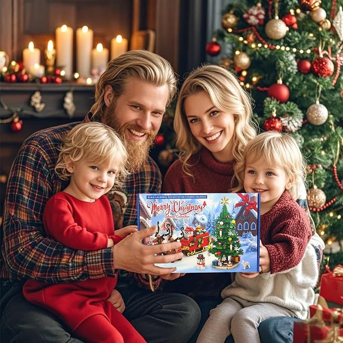 Advent Calendar 2025 Christmas Tree Building Blocks Set - 24 Day Countdown Calendar with Xmas Tree & Santa Sleigh Building Kits, Christmas Decorations Gifts for Girls Boys (940 PCS)