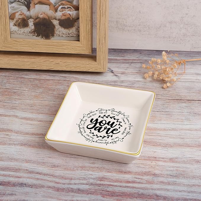 JoycuFF Confirmation Gifts for Teen Christian Gifts for Women, Religious J Catholic Communion ewelry Dish Gifts for Women