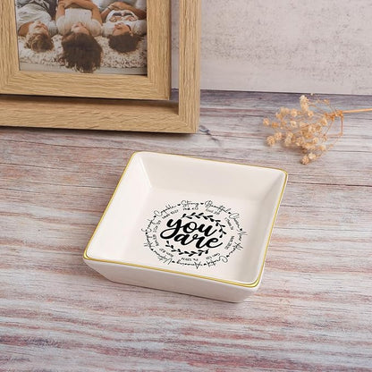 JoycuFF Confirmation Gifts for Teen Christian Gifts for Women, Religious J Catholic Communion ewelry Dish Gifts for Women
