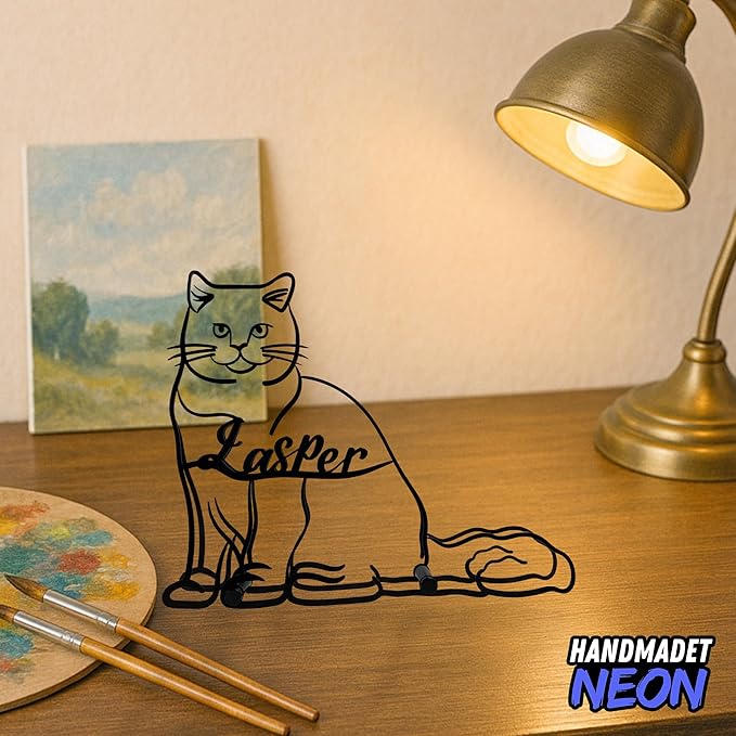 Personalized British Shorthair Cat Minimalist Sculpture, Custom Cats Name Metal Desk Decor, Aesthetic Table Sign Gifts For Officer, Friends, Animal Lover, Kids, Mom, Dad