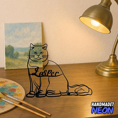 Personalized British Shorthair Cat Minimalist Sculpture, Custom Cats Name Metal Desk Decor, Aesthetic Table Sign Gifts For Officer, Friends, Animal Lover, Kids, Mom, Dad
