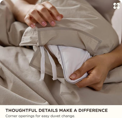 Bedsure Cotton Duvet Cover King - Luxury Slub Weave 100% Cotton Duvet Cover with a Linen Like Textured, Easy Change Durable Bedding, Natural Linen, 104" x 90"
