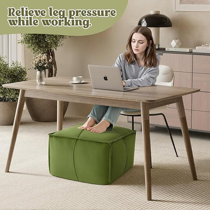 MeMoreCool Stuffed Round Pouf Ottoman Foot Rest, Floor Pouf Foot Stool with Soft Foam Chunk Filling, Small Round Ottoman Footstool Circle Footrest for Living Room
