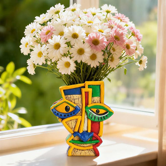 Abstract Face Planters Pots,Unique Head Planter for Indoor Plants,Resin Picasso Flowerpot with Drainage Hole,Cute Plant Pots for Outdoor Garden Decor & Home Art Decoration