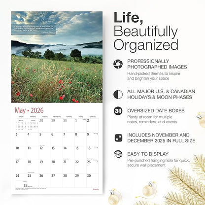 RED EMBER Serenity with Inspirational Quotes 2026 Wall Calendar 12 Month | 12" x 24" Open | Thick & Sturdy Paper | Holiday Gift | Zen Nature Calendar 2026