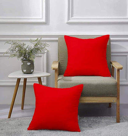 Upgrade Your Bedding Experience with The Made of 100% Cotton Euro Shams 2 Pack Cushion Cover 26"x 26"Size fits Decorative Cover. Envelope Closure Red