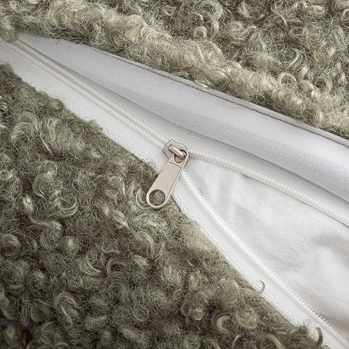MIULEE Pack of 2 Throw Pillow Covers 20x20 Inch Sage Green Faux Fur Decorative Sherpa Spring Pillow Covers Fuzzy Accent Soft Sheepskin Fleece Cushion Cases for Boho Home Decor Couch Living Room Bed