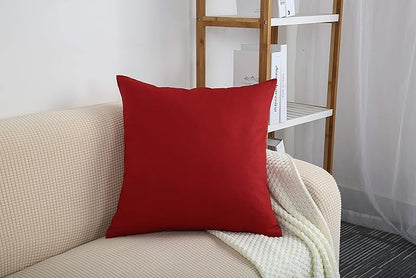 TangDepot Cotton Solid Throw Pillow Covers, 24" x 24" , Deep Red, 1 Count (Pack of 1)