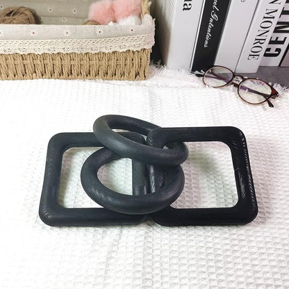 Wooden Chain Link Decorative 4 Link Decorative Pine Hand Carved Decorative Chain Modern Home Boho Creative Distressed Decor Vintage (Black)