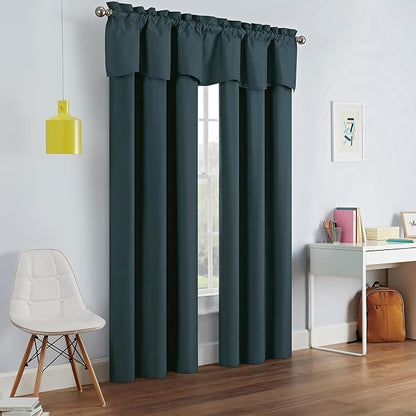 Eclipse Kendall Modern Blackout Thermal Rod Pocket Window Curtain, Insulating & Noise Reducing Curtains for Bedroom or Living Room (1 Panel), 63 in Long x 42 in Wide, Teal