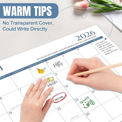 Gannyfer Desk Calendar 2026 with Desktop Mat, Simplified Large 22" x 17" Desktop Pad Calendar, 18 Month Desk Calendar 2026-2027, Use Jan 2026 to Jun 2027, Office Supplies Perfect for Home School and Office - Blue