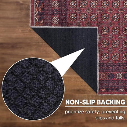 Keen Home Design 6x9 Rug - Machine Washable Area Rug with Non-Slip Backing, Ideal for Living Room, Dining Room, Bedroom - Vintage, Easy Clean, Durable, Low Pile Rug - (6' x 9')