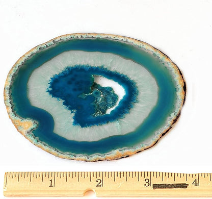 AMOYSTONE Teal Agate Coasters Set of 4, 3.5-4 Inch Large Stone Coasters, Heat Resistant & Non-Porous, Luxury Drink Accessories for Entertaining, Dinner Party Decor