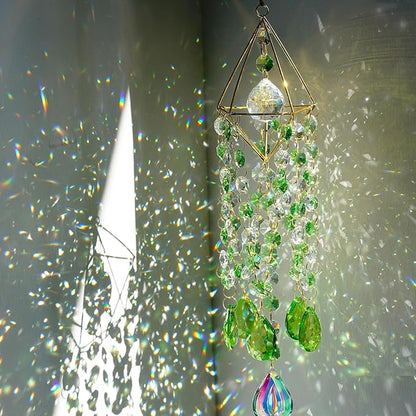 Sun Catcher Crystals for Window Hanging, Rainbow Prism Sun Catcher with Crystal Prisms, Hanging Crystal Suncatchers Indoor Window Decor, Window Suncatcher Light Catcher