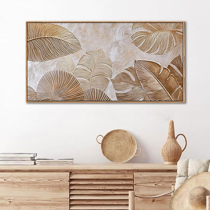 Minimalist Wall Art for Living Room - Beige Modern Wall Art | Large Framed Boho Canvas Painting | Contemporary Neutral Pictures for Bedroom Above Bed | Artwork Decor 20×40IN