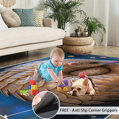 Pangolin Washable Area Rug 6x9, Starry Sky Soft Rugs for Living Room Wildlife Carpet Area Rugs for Bedroom Dining Room Non-Slip Stain Resistant Rug