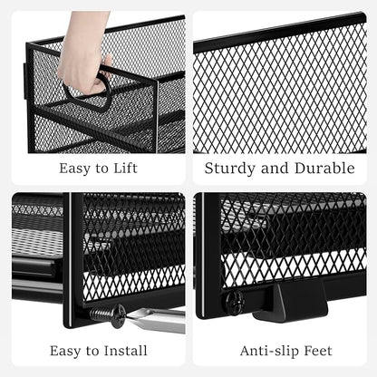 Subekyu 2-Pack 6-Tier Paper Tray Organizer for Desk - Black Mesh File Folder Sorter with Handles, Desk Letter Holder for Office, Home, School Supplies Storage & Organization