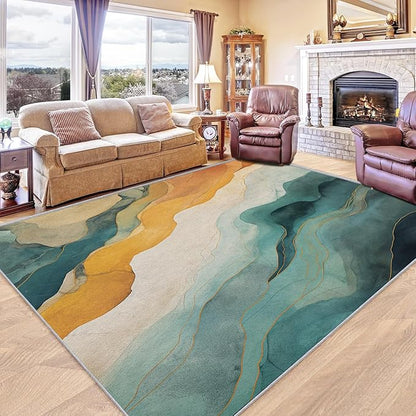 Swirl Rug 8x10 - Abstract Carpet, 5x7 Rug, Modern Rug & Home Decor, Contemporary Area Rug & Room Decor, Washable Non Slip Anti Skid Rugs