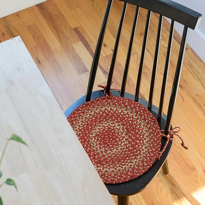 Homespice Apple Pie Jute Braided Chair Pads for Dining Chairs 15x15 Set of 2 - Durable, Naturally Comforting & Reversible