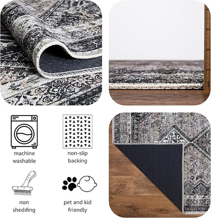 Keen Home Design 9x12 Rug - Machine Washable Area Rug with Non-Slip Backing, Ideal for Living Room, Dining Room, Bedroom - Vintage, Easy Clean, Durable, Low Pile Rug - (9' x 12')