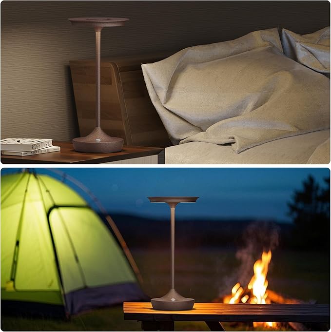 LED Cordless Table Lamps Rechargeable - Outdoor 6000mAh Battery Operated Portable Tables Light 3 Color Stepless Dimming Lamp with Memory Function for Patio Restaurant Dining Rust