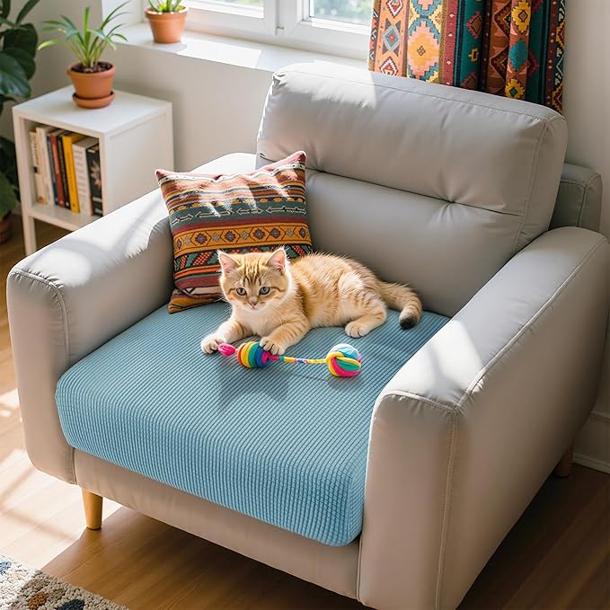 Hokway Stretch Couch Cushion Slipcovers Reversible Cushion Protector Slipcovers Sofa Cushion Protector Covers(Smokyblue, Small)