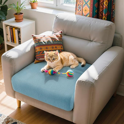 Hokway Stretch Couch Cushion Slipcovers Reversible Cushion Protector Slipcovers Sofa Cushion Protector Covers(Smokyblue, Small)