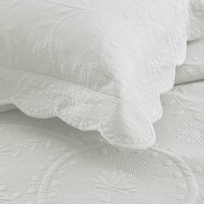 MarCielo 3-Piece 100% Cotton Oversized Bedspread Lightweight Quilt Coverlet Embroidery Farmhouse Bedding Set (TX Bright White, Oversized Queen (100"x106"))