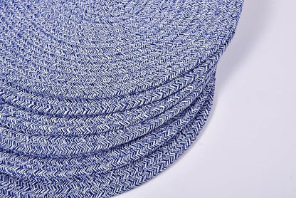 4 Pack Oval Woven Placemats, 12x16 inches Rattan Place Mats Cotton Pot Holders Wicker Tablemats Boho Braided Heat Resistant Mats, Plate Chargers for Table (Mix Blue, Oval Set of 4)