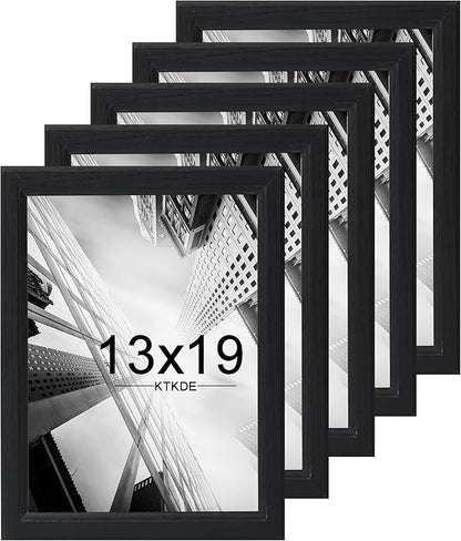 KTKDE 13x19 Picture Frame Set of 5, Wooden frames black, Vertical & Horizontal Wall Hanging for Wall Display,Studio Gallery Photo Frame for Photos, Posters & Art Prints
